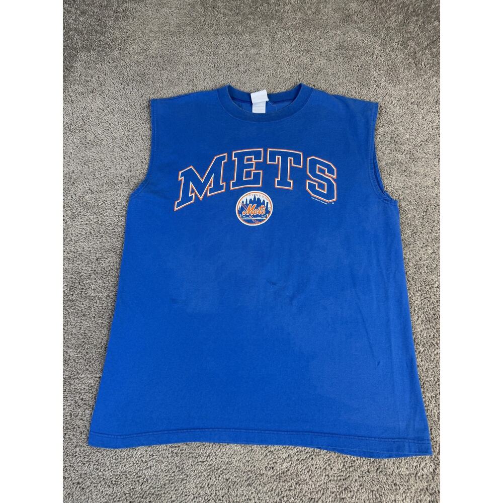 Vintage New York Mets Shirt Mens L Blue MLB Baseball 2000 Sleeveless Pro Edge